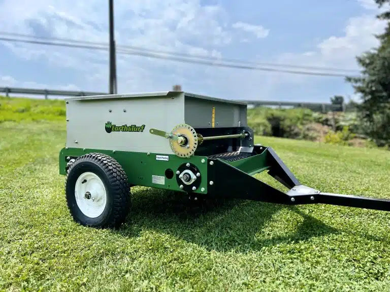Earth & Turf | MultiSpread | 65PT Pull Behind Topdresser | 44" Overall Width | 30" Spread Width | 12 HP Minimum | For Tractor & ATV Compatible