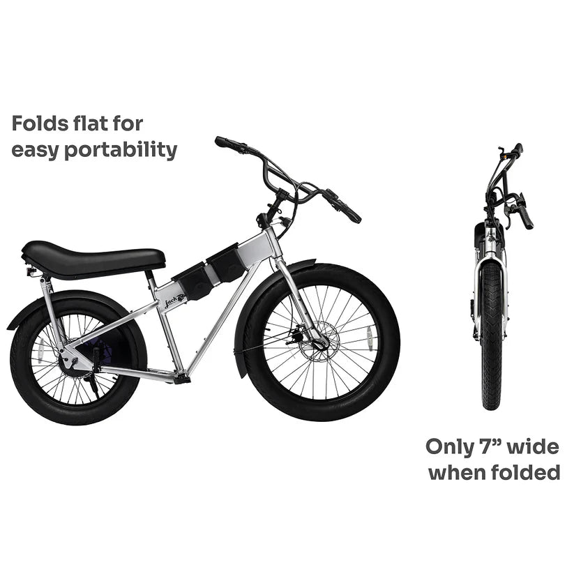 JackRabbit | Micro Electric Bike | Model MG Doble | Lightweight 2-Up Electric Micro Hauler | 20” & 24” Street Tires | 749W Cargo Motor | 48+ Mile Range | For Urban, Travel & Everyday Missions