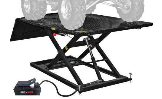 Black Widow Hydraulic ATV Lift Table | Model BW-1500AO-V2 | Size 78" x 47" Platform | Capacity 1,500 lb | Horsepower 4 To 90+ HP | For ATV & UTV Maintenance
