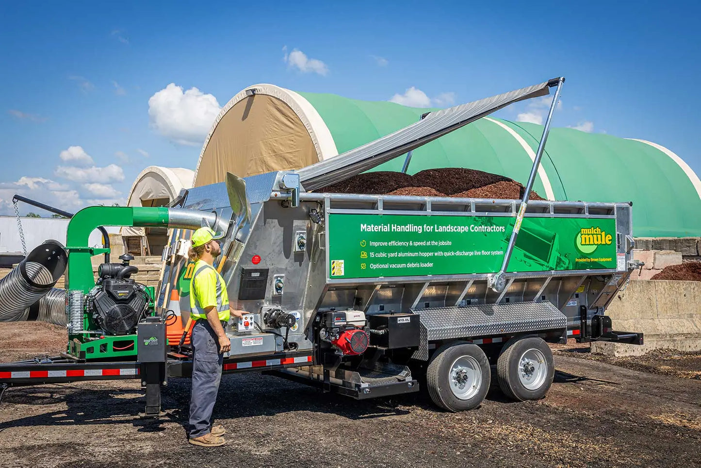 Mulch Mule | MM2BG Base Model | Billy Goat Leaf Vac & Wireless Remote | 24’4” Length | 15 Cu. Yd. Capacity | 8’ Width | For Bulk Material Delivery & Leaf Cleanup