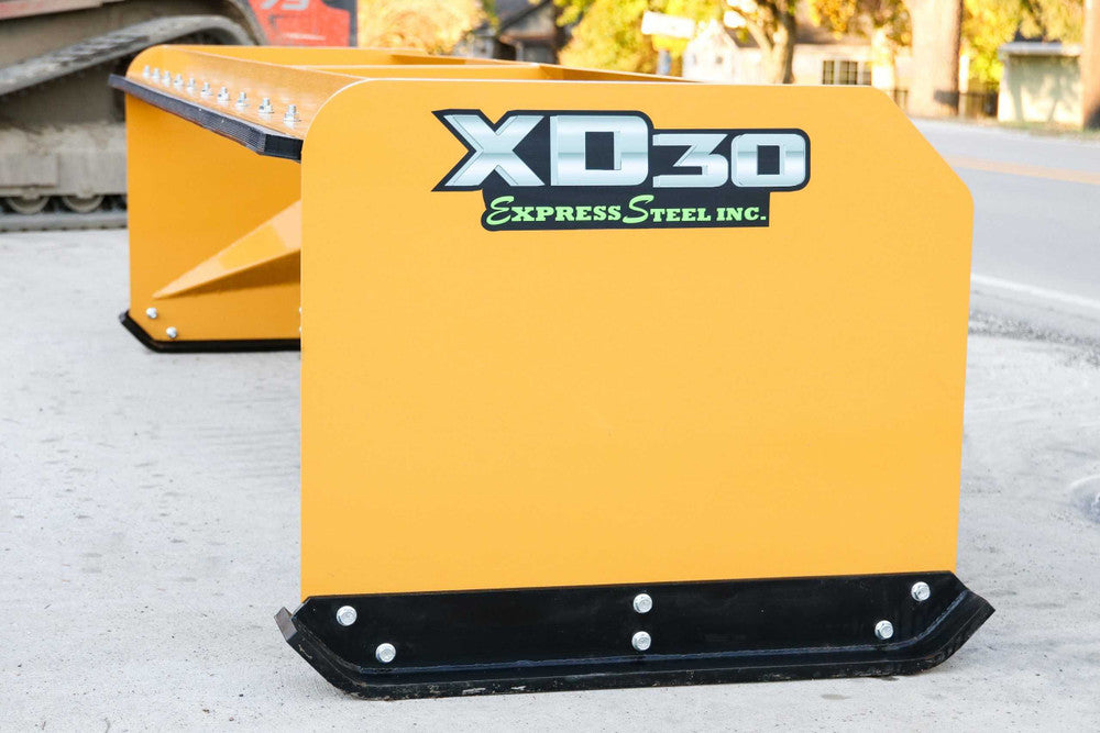 Express Steel | Snow Pusher | Model XD30 Pullback | SKU ES9XD30PB10YEL | Width 125" | Hydraulic Flow 18 To 25 GPM | For Tractors & Skid Steers