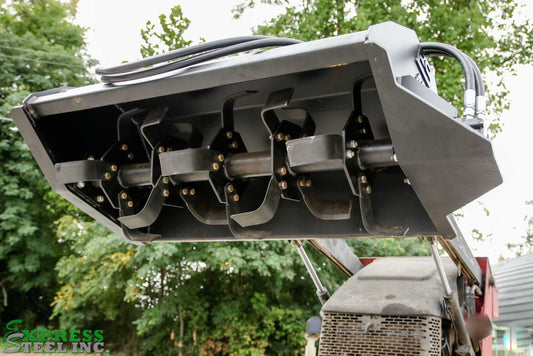 Express Steel | Tiller | Model 42" Mini Bobcat | SKU ES50530 | Tilling Width 42" | Hydraulic Flow 9 To 16 GPM | For Bobcat Loaders