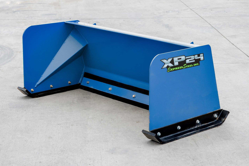Express Steel | Snow Pusher | Model 5′ XP24 | SKU ES92405 | Width 60" | Hydraulic Flow 20 To 35 GPM | Horsepower 20+ HP | For Mini Skid Steers, Tractors & Loaders