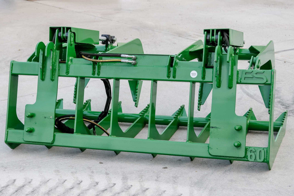 Express Steel | Root Grapple | Model 60" John Deere Two-Cylinder | SKU ES21010 | Opening Width 32” front & 37” center | Horsepower Up to 50 HP | Hydraulic Flow 0 To 25 GPM | For Tractors & Loaders