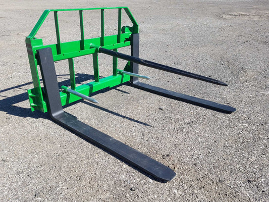 Express Steel | Hay Bale Spear & Pallet Forks Combo | SKU 82 | Widths 36" To 48" | Hydraulic Flow 10 To 25 GPM | For Loaders