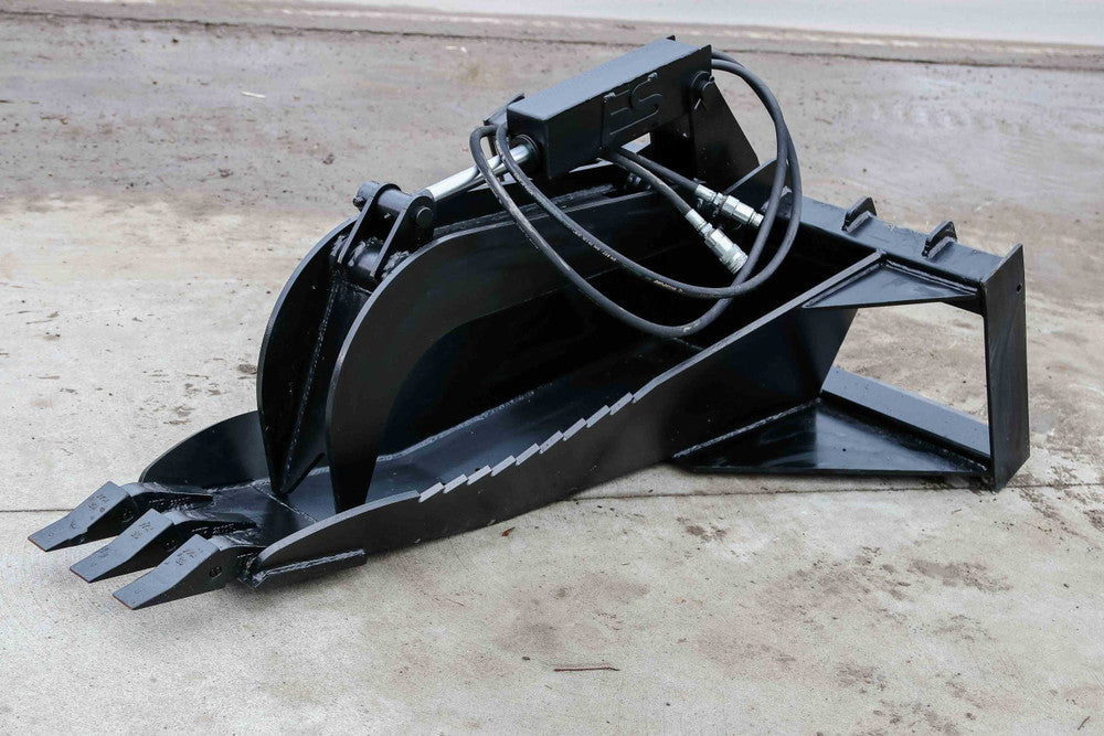 Express Steel | Heavy-Duty Stump Bucket Grapple | SKU ES-HDSBG-0000 | Cutting Edge 1" x 8" | Width 62" | Hydraulic Flow 15 To 25 GPM | For Skid Steers