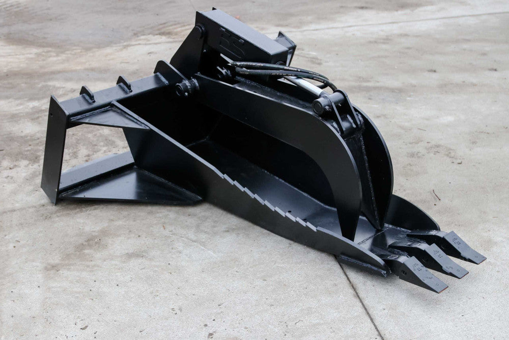 Express Steel | Heavy-Duty Stump Bucket Grapple | SKU ES-HDSBG-0000 | Cutting Edge 1" x 8" | Width 62" | Hydraulic Flow 15 To 25 GPM | For Skid Steers
