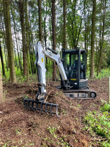 Bedrock Attachments Rake | Model EK-B60 | Width 41in | Pin Size 80mm | Weight 930kg | For Excavator