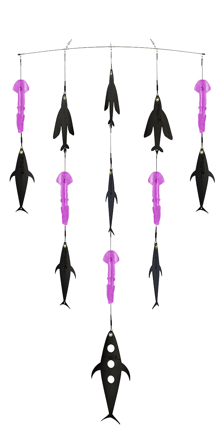 Fish Razr Tackle Spreader Bar With Flapz And Squid | 36" Length | For Pelagic Game Fish