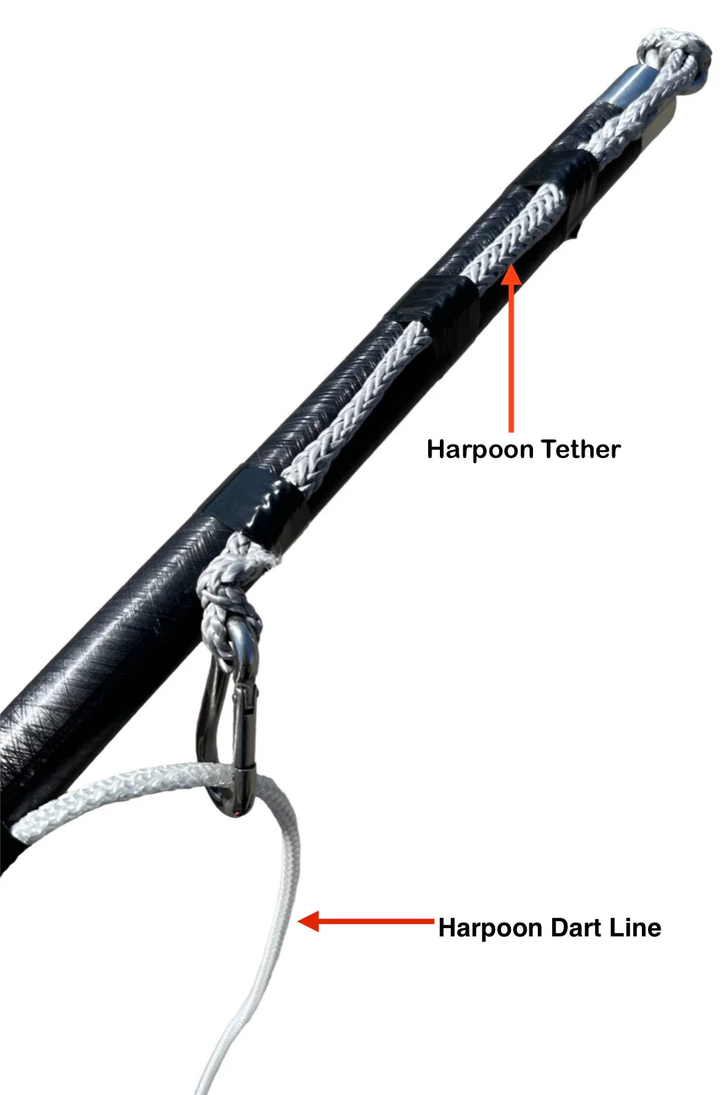 LT Marine Harpoon Dart Line Tether | Heavy-Duty Dyneema Rope | 5000 lb Test Strength | 316 Stainless Steel Carabiner | For Harpoon Rigging & Fishing Applications