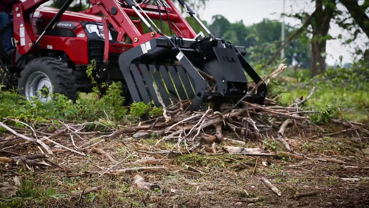 HLA Attachment Debris Brush Grapple Less Loader Mount | Model Grapple 66 To 96 | 66" To 96" Width | For Tractor
