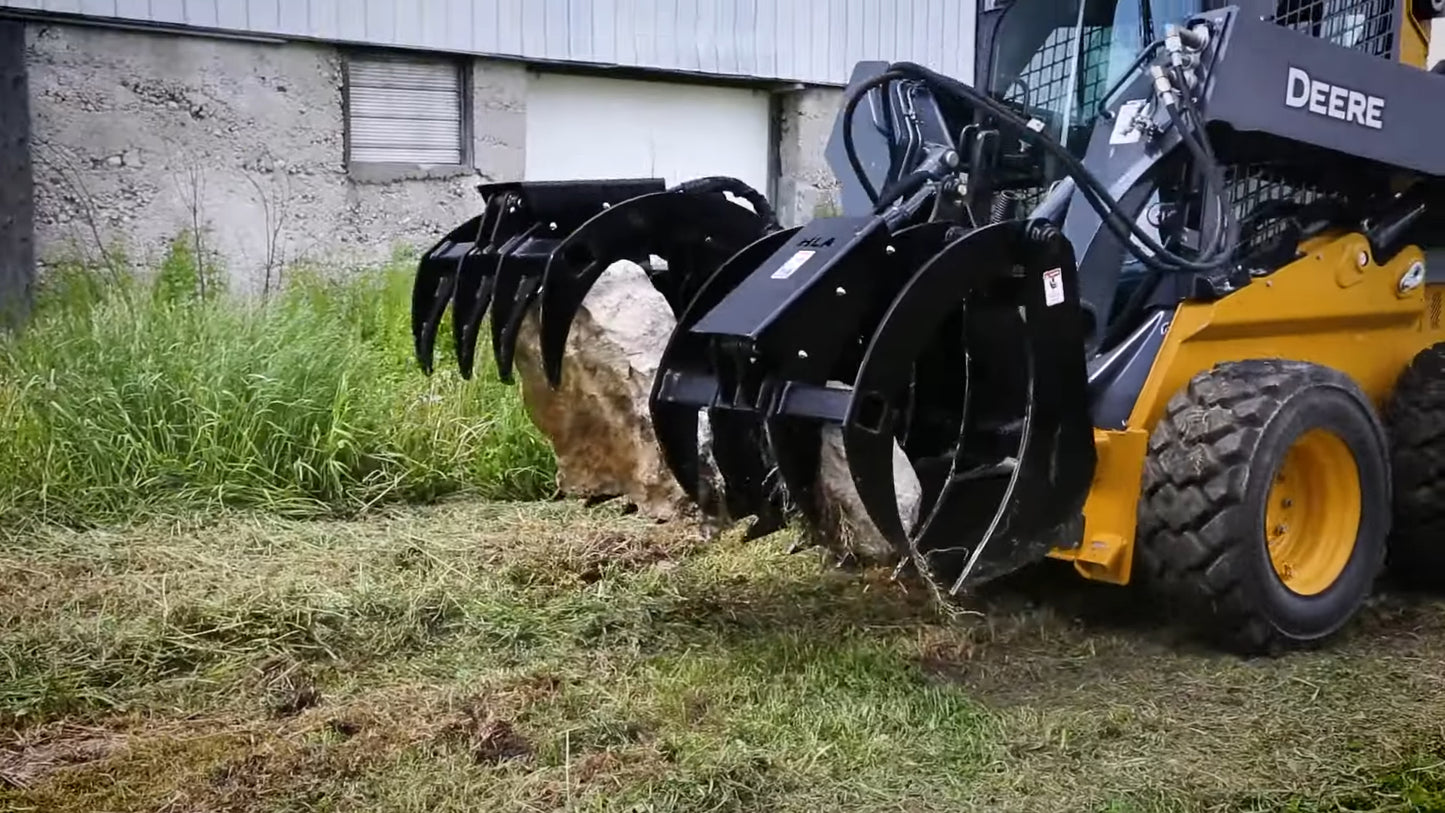 HLA Attachments Root Rake Grapple Less Mount | 66" to 96" Width | For Skid Steer