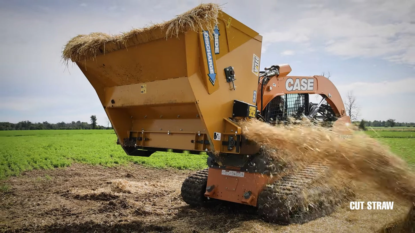 HLA Attachments Side Discharge Straw/Lime Bucket Less Mount | Width 60", 72", 84", and 96" | For Skid Steer