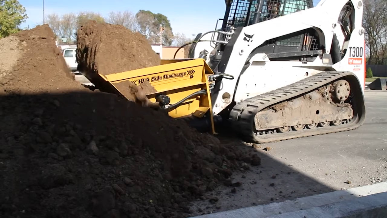 HLA Attachment Side Discharge Sawdust Bucket Less | 60"-96" Multiple Width | For Skid Steer