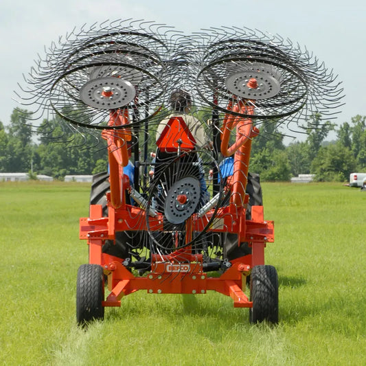 Befco | V-Wheel Hay Rakes | Model HRC Series | 8 To 12 Wheel Configurations | 21′ To 25′ Working Width | Hydraulic Folding | Horsepower 30 To 80 HP | For Tractors