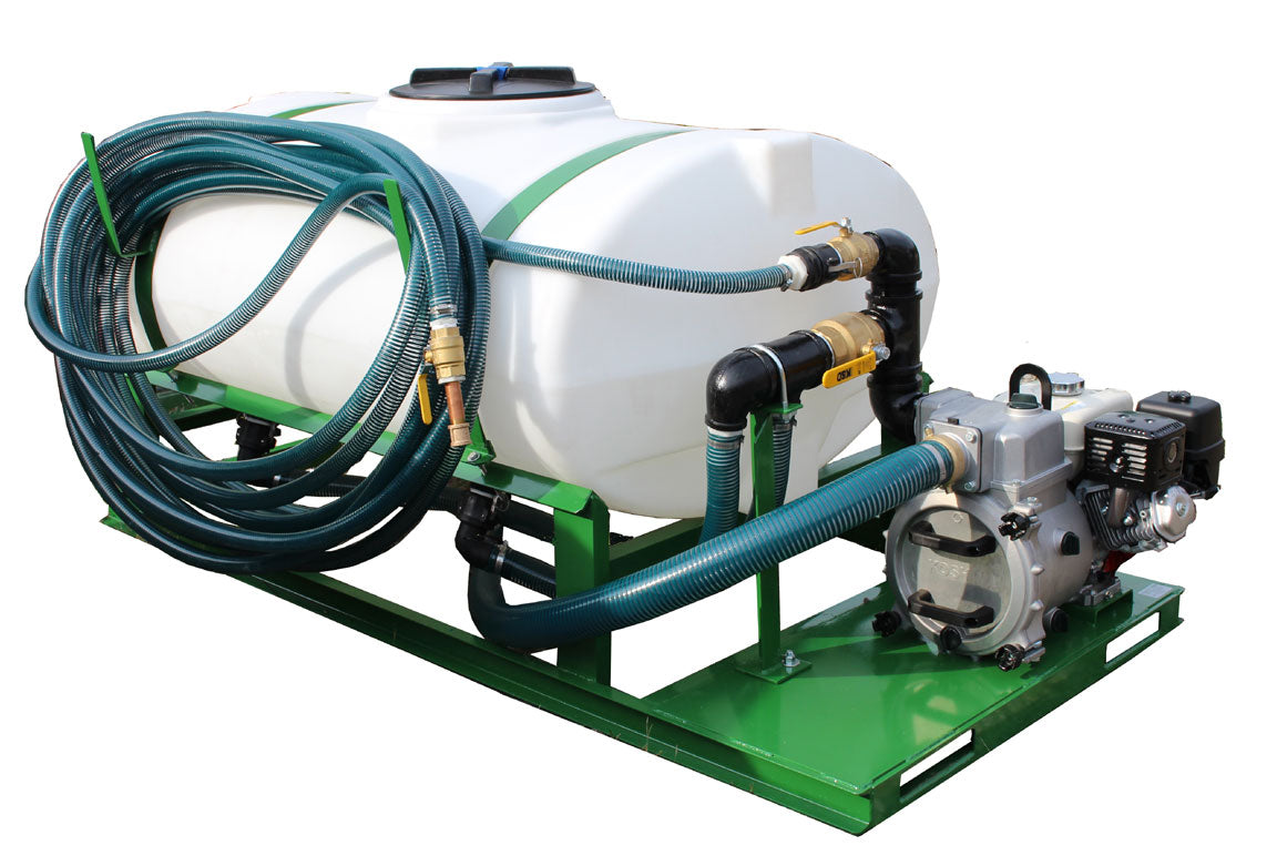 Turbo Turf Hydroseeder | Model HS-300-E8 & HS-300-E8-P | Width 62” | Length 93" & 95" | Capacity 300 Gallon | Engine Horsepower 8 HP | For Landscapers & Golf Courses
