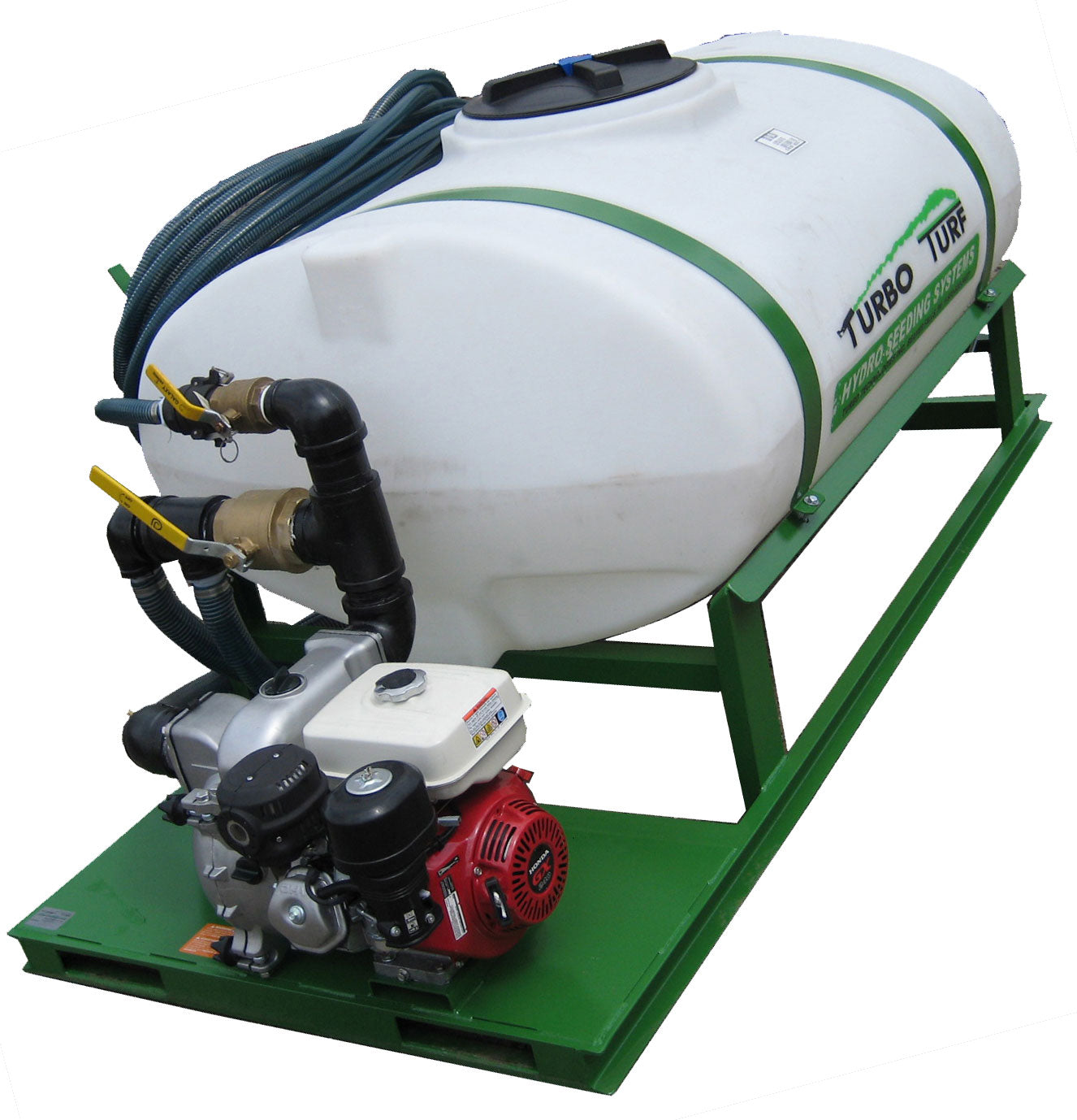 Turbo Turf Hydroseeder | Model HS-300-E8 & HS-300-E8-P | Width 62” | Length 93" & 95" | Capacity 300 Gallon | Engine Horsepower 8 HP | For Landscapers & Golf Courses
