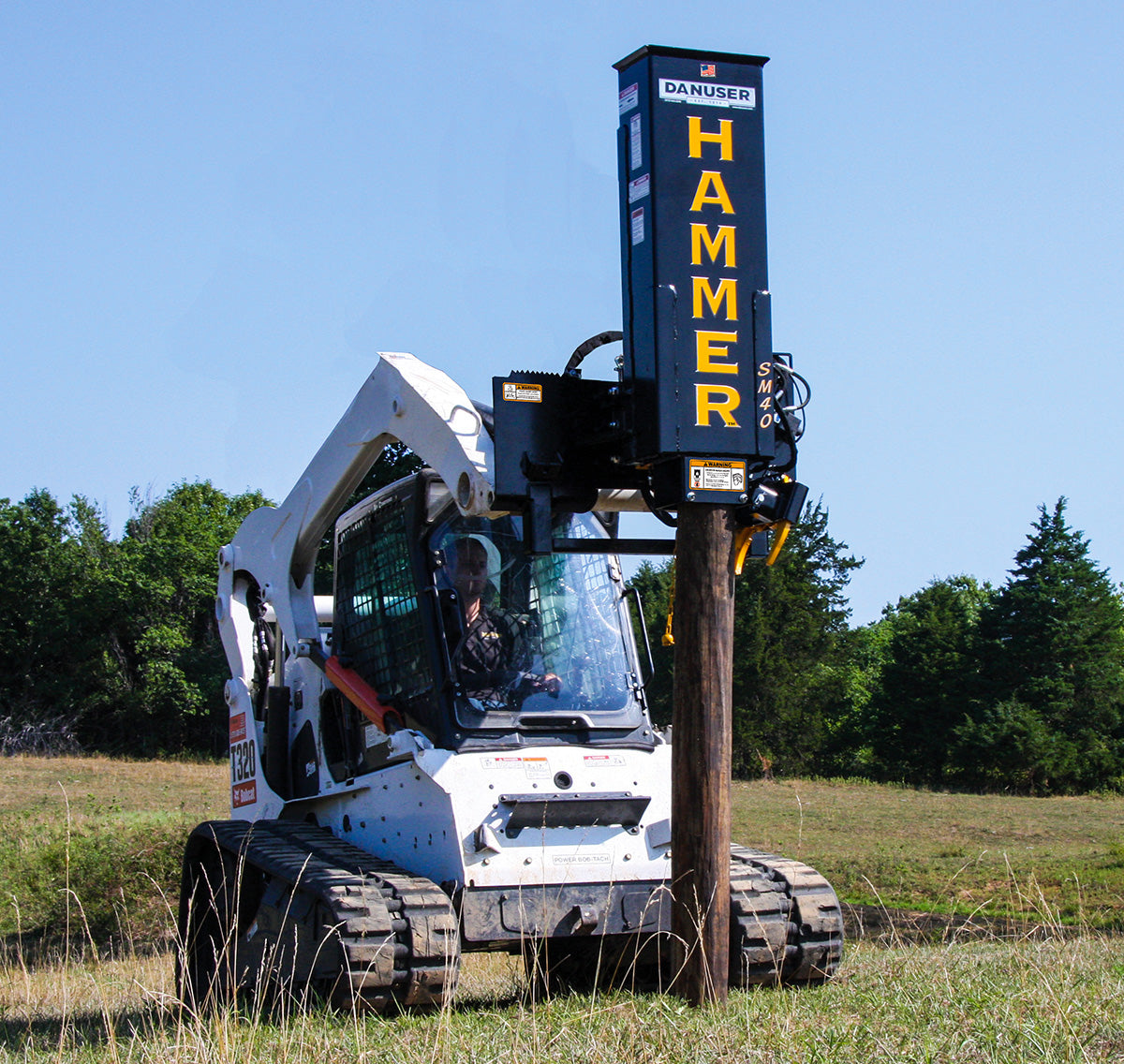 Danuser Hammer Hydraulic Post Driver Euro Front Loader Mount | Model EM40 | Width 27.5" | Oil Flow Range 12-30 GPM | For Skid-Steers