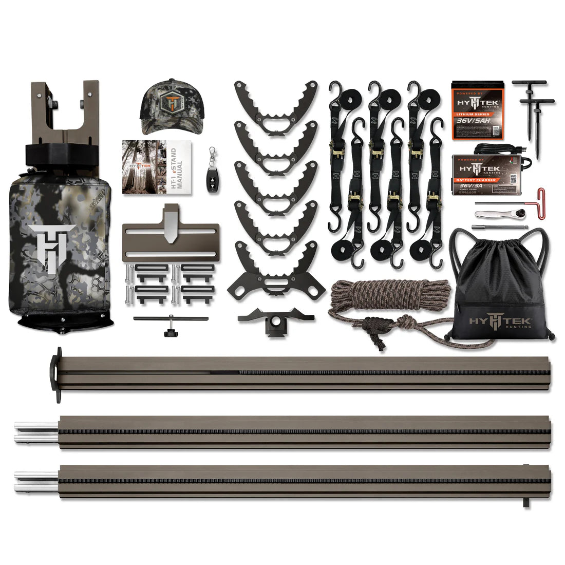 HYTEK Base Hunter Model | 15ft Aluminum eStand Lift | 36V Wireless Battery System | Realtree Timber & Kryptek® Obskura™ Skyfall Cover