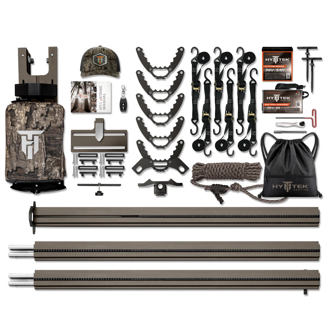 HYTEK Base Hunter Model | 15ft Aluminum eStand Lift | 36V Wireless Battery System | Realtree Timber & Kryptek® Obskura™ Skyfall Cover