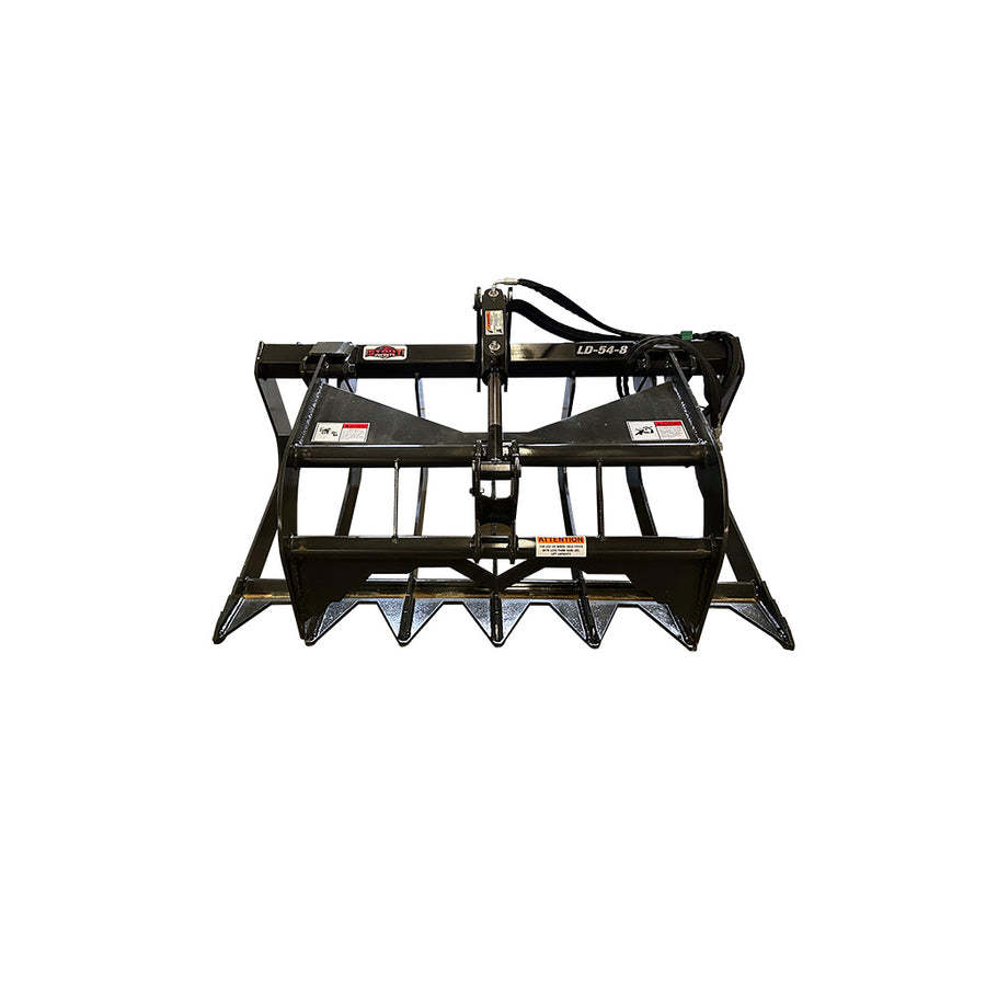 STOUT | Light Duty Brush & Root Grapple | 8" Tine Spacing | Model LT-54-8 | Width 54" Inches | Hydraulic Flow 15–25 GPM | For Skid Steer