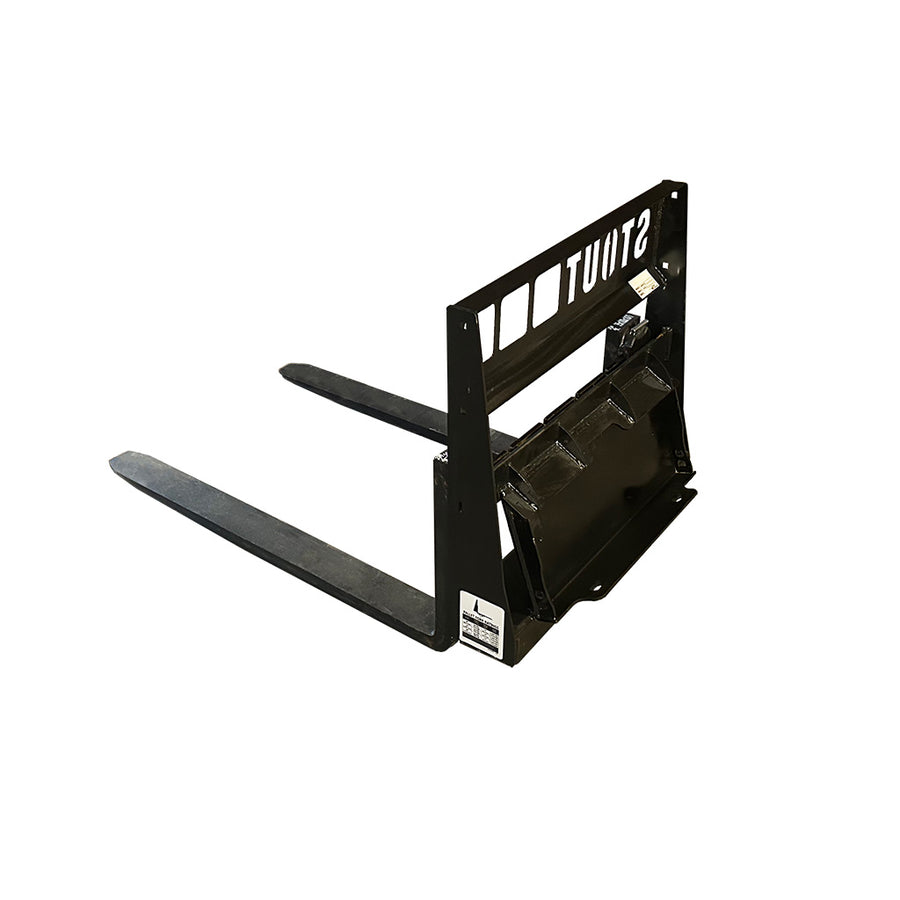 STOUT | Pro Mini Mount Pallet Fork | See-Through Guard | Class 1 | Length 36", 42", & 48" | Frame Height 28" | 2,800 lb. Rating | For Mini Skid Steers