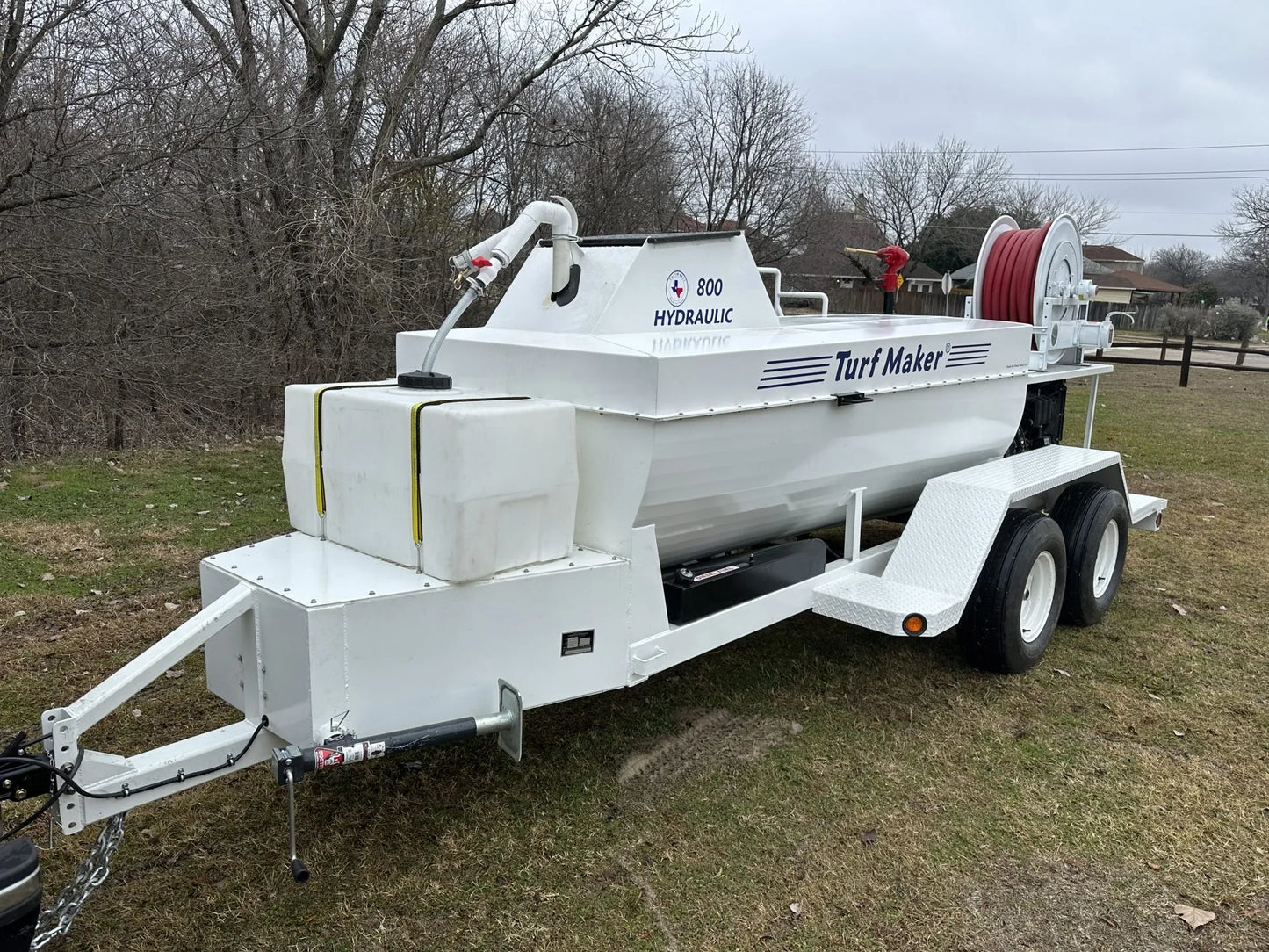 TurfMaker Hydroseeder | Model 800 (Gas Engine) | Total Capacity 800 Gallons | Skid Frame Width 47" | Double Axle Trailer Option