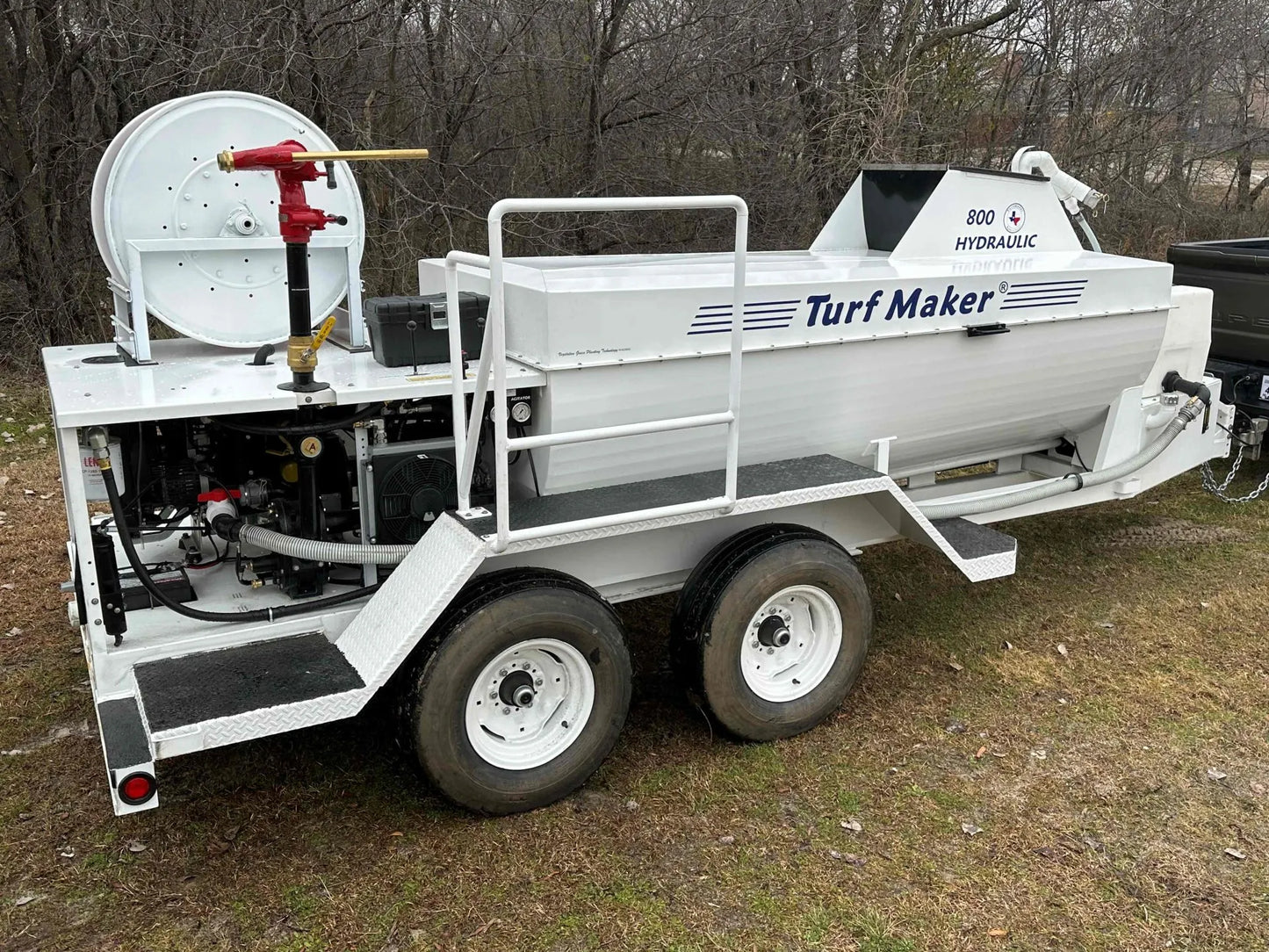 TurfMaker Hydroseeder | Model 800 (Gas Engine) | Total Capacity 800 Gallons | Skid Frame Width 47" | Double Axle Trailer Option