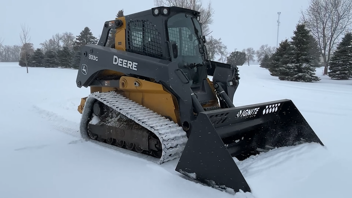 Ignite Attachments Light Material Snow Bucket | Width 84" | Capacity 43.92 Cu. Ft. | Hydraulic Flow Range 13–25 GPM | For Skid Steers