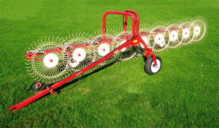 Durabilt | In-Line Hay Rake | Model IN-9 & RT9 | Width 17' Working | Working Width 17 ft | Wheel Size 55" Diameter with 6.9mm Tines | Horsepower 30–60 HP | For Tractors