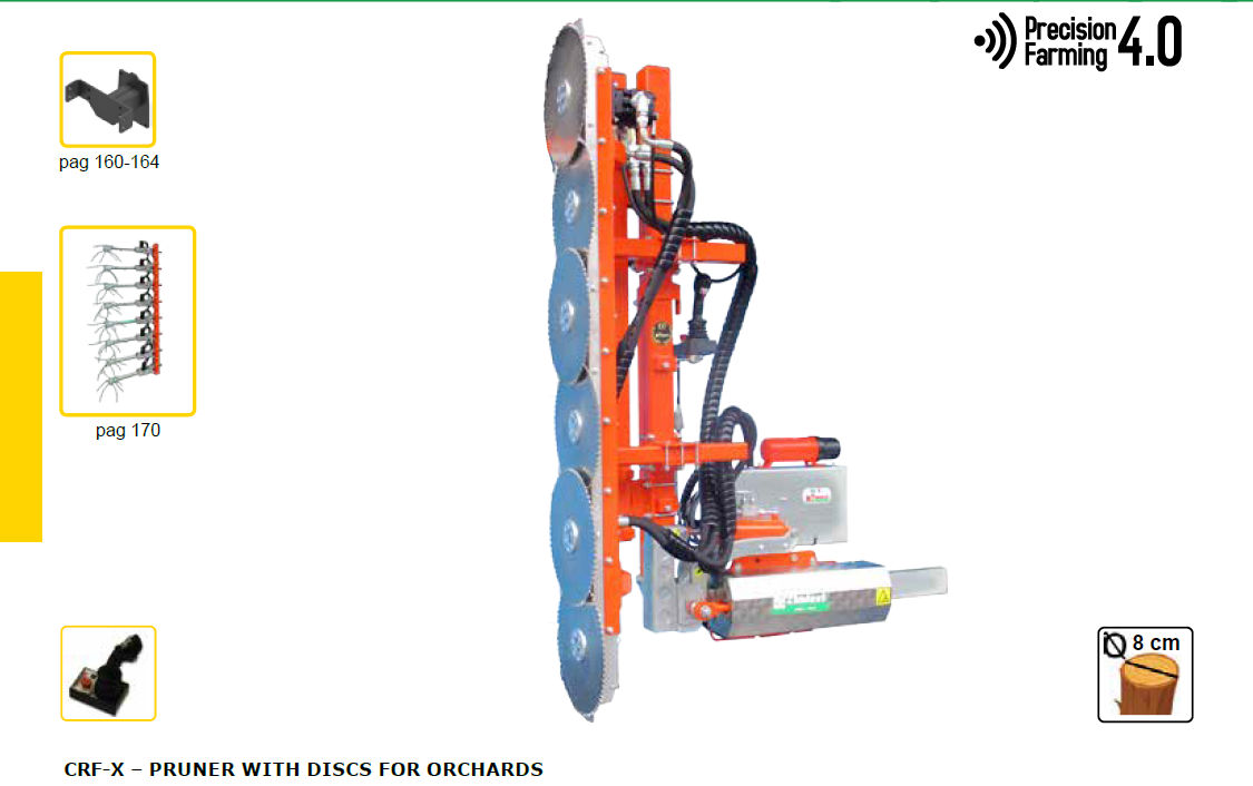 Rinieri Pruning Machine with Discs CRF-X Series | 16" Disc Diameter | 79-140" Cutting Width for Tractor