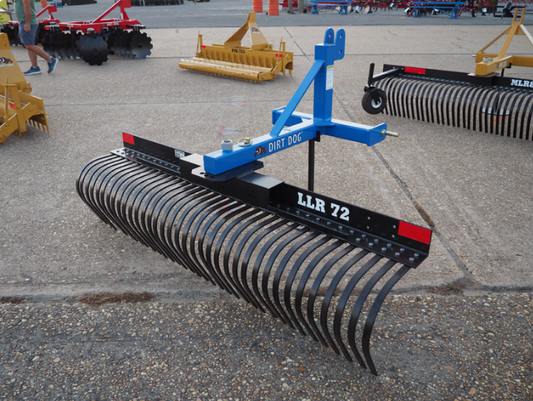 Dirt Dog Heavy-Duty Landscape Rake | LLR Series | Overall Width 60", 72" & 84" inches | Horsepower 20-40 HP For Tractor