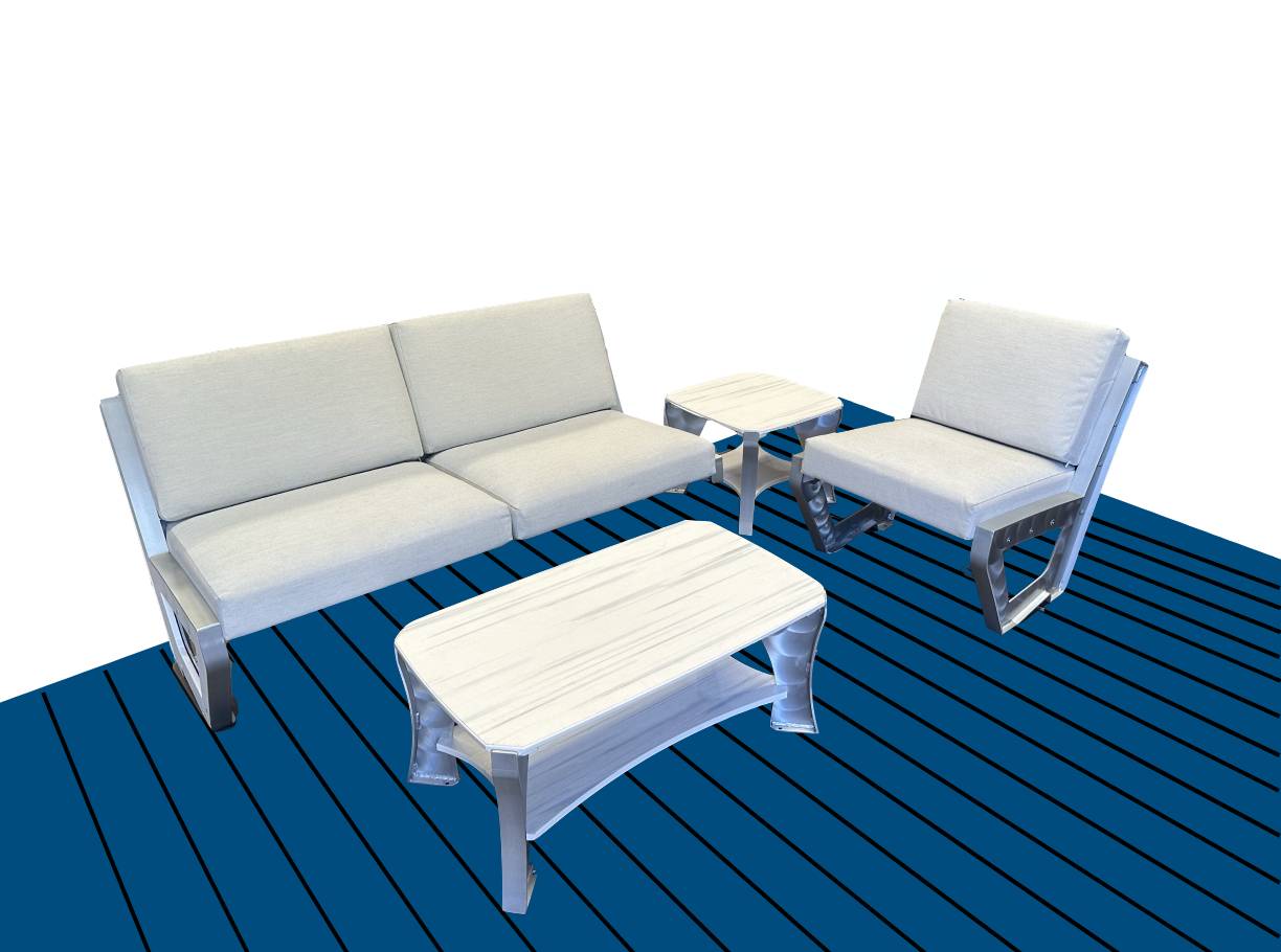 Killer Dock Love Seat | Width 48" | Marine Grade Aluminum | For Dock, Seawall, Deck & Patio