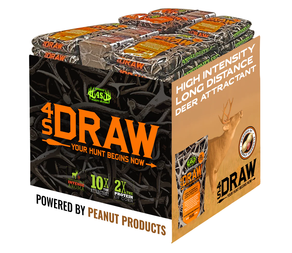 4S Advanced Wildlife Solutions Variety Boxes & End Cap | Multi‑Pack Deer Feed & Attractant Assortments | For Landowners & Retail Displays