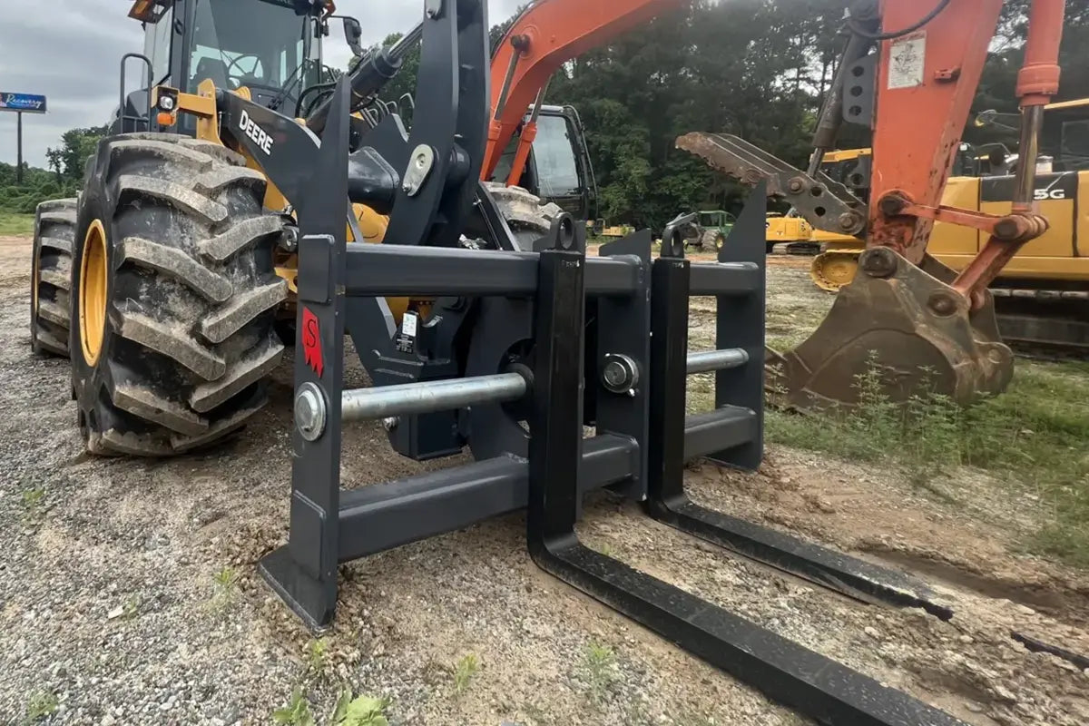 Solesbee’s | Loader Fork & Carriage | Models LF Series | Width 60" To 96" Inches | Fully Forged | Quick-Hitch & Pin-On Mount | Hydraulic Flow 20 To 45 GPM | For Loaders