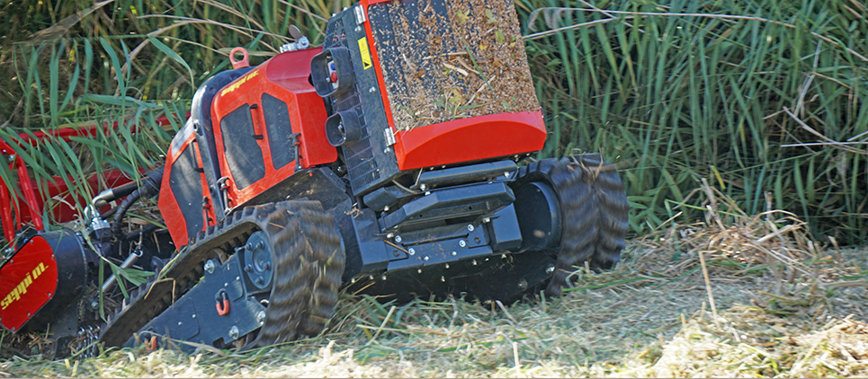 Seppi | Forestry Mulcher + Flail Mower | Knives & Carbides RC Remote Control Carrier | Model MAX50/CL125RC | Working Width 49" To 61" Inches | Hydraulic Flow 26 GPM | For Skid Steers