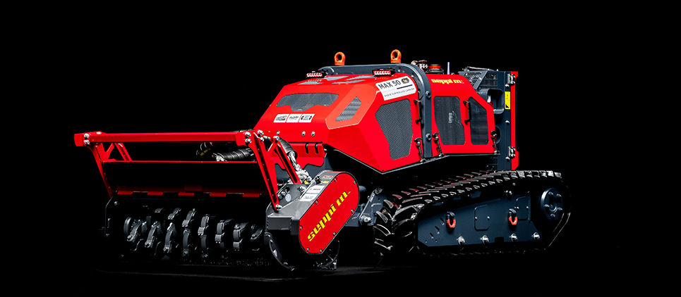 Seppi | Forestry Mulcher + Flail Mower | Knives & Carbides RC Remote Control Carrier | Model MAX50/CL125RC | Working Width 49" To 61" Inches | Hydraulic Flow 26 GPM | For Skid Steers