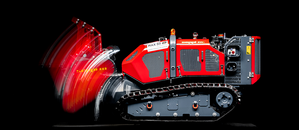Seppi | Forestry Mulcher + Flail Mower | Knives & Carbides RC Remote Control Carrier | Model MAX50/CL125RC | Working Width 49" To 61" Inches | Hydraulic Flow 26 GPM | For Skid Steers