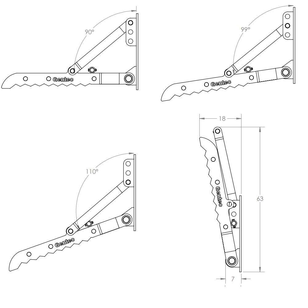 Gentec Equipment Mechanical Weld-On Thumb | Model MT2466 | Size 24"x66" | Machine Size 20-27 Tons | For Excavators