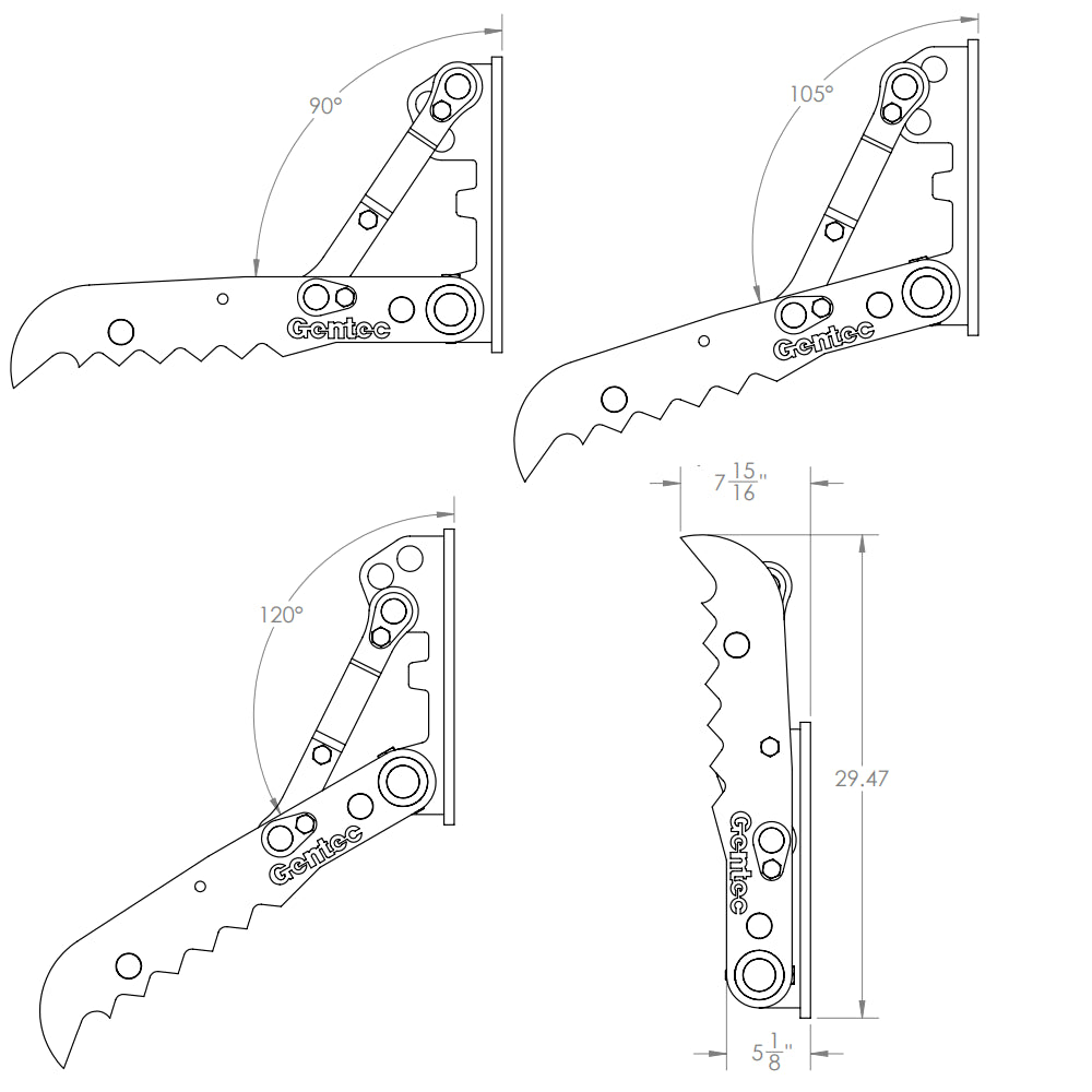 Gentec Equipment Mechanical Weld-On Thumb | Model MT830 | Size 8"x30" | Machine Size 3-4.5 Tons | For Excavators