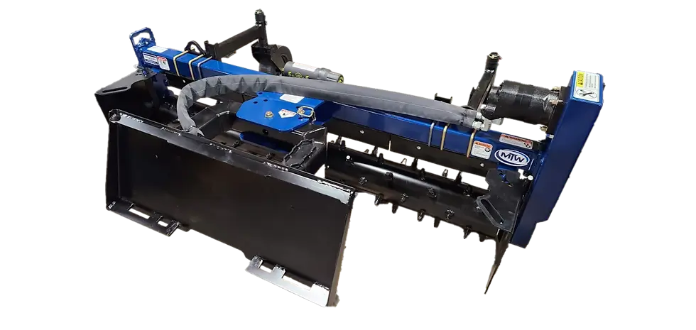 MTW | RTS Power Rake | Series 1 | Carbide & Replaceable Teeth | Sizes 48" To 84" | 50" Length | Universal & Mini Mount | Hydraulic Flow 8 To 20 GPM | For Skid Steer