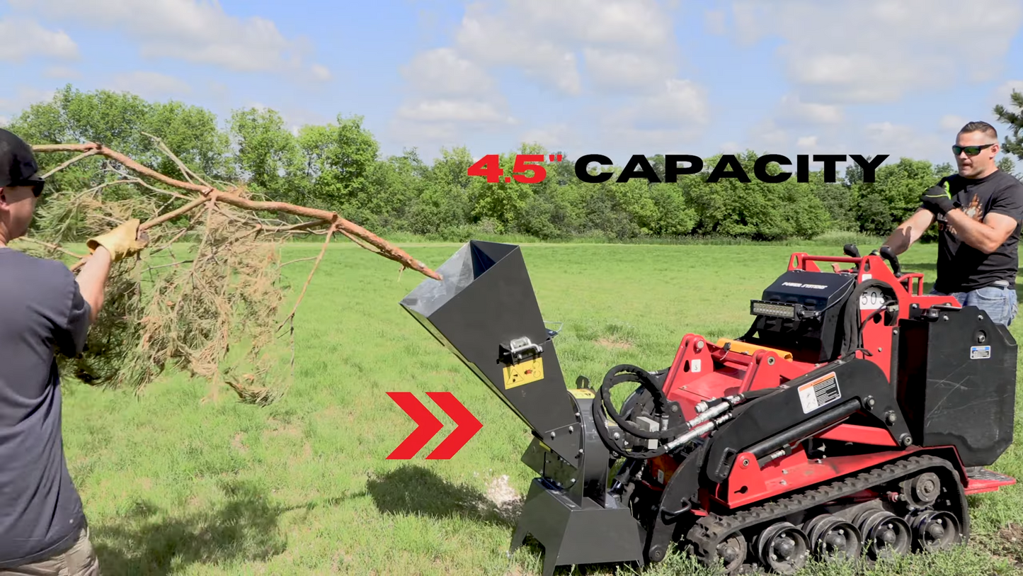 Erskine Mini Brush Chipper | Chipper Capacity 4.5" inches | Recommended Hydraulics 11-15 GPM | For Mini Skid Steer