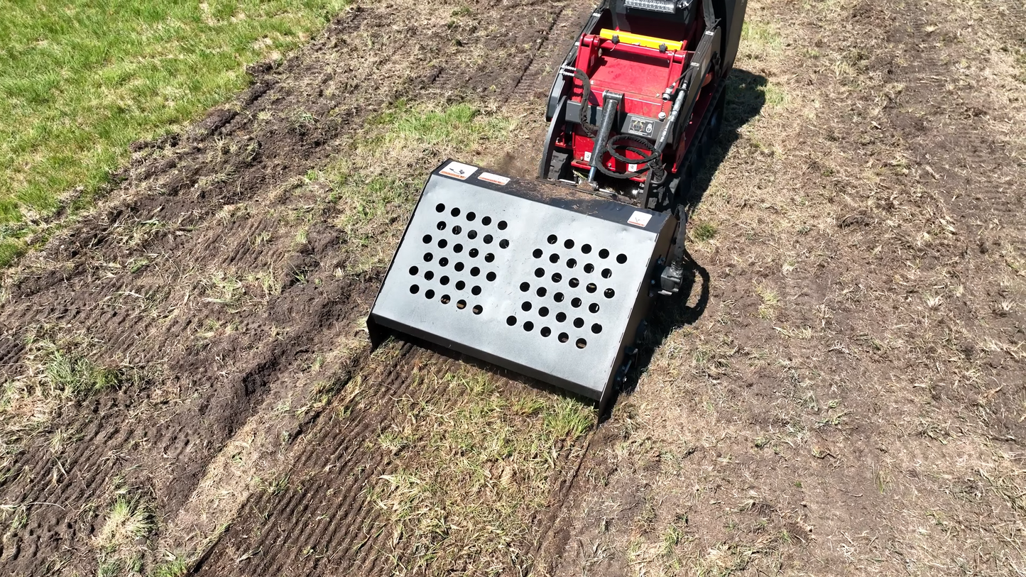 Erskine Mini Landscape Rake | Working Width 48" | Hydraulic Motor Flow Range 13-25 GPM | For Mini Skid Steer