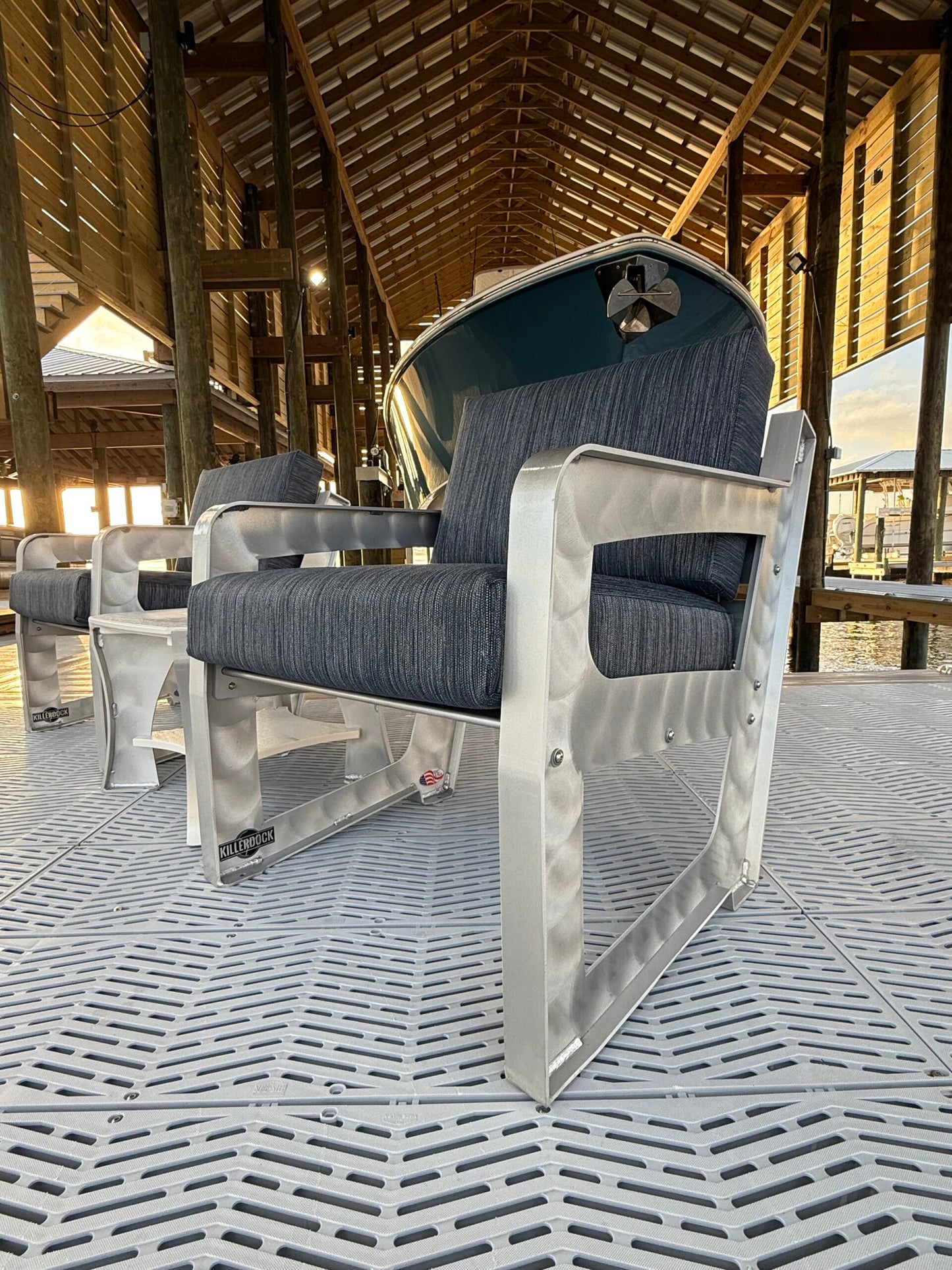 Killer Dock Club Chair | Width 48" | Marine-Grade Aluminum | For Dock, Seawall, Deck & Patio