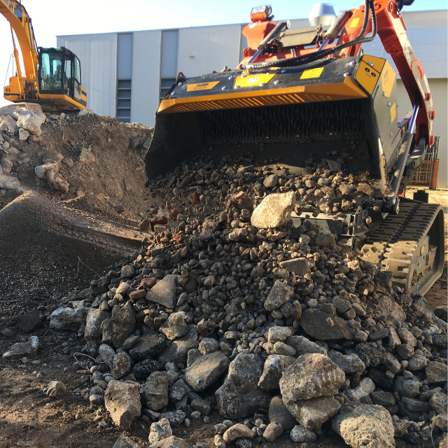 MB Crushers Padding Bucket | Model MB-HDS220 | Width 87" | Oil Flow Range 24-70 GPM | For Backhoe Loaders, Loaders & Skid Steers