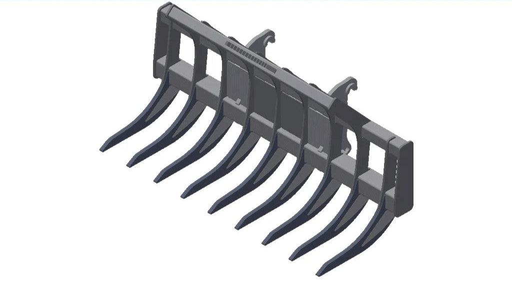 TAG Heavy Duty Rake | 24"–36" Width | 5–6 Tines | Machine Size 2–4 Ton | For Mini Excavators