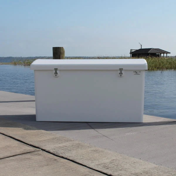 RIO MARINE CUSTOMS | Dock Box | Rough Water | Model RWDB90 | 96" W x 29" D x 33" H | Commercial-Grade Storage | For Marine Storage