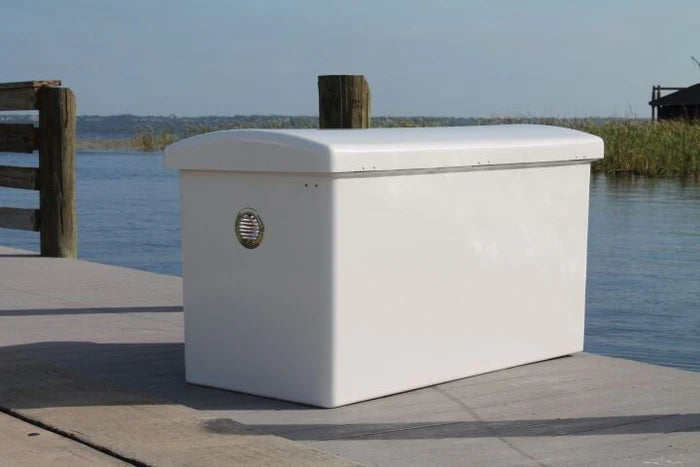 RIO MARINE CUSTOMS | Dock Box | Rough Water | Model RWDB90 | 96" W x 29" D x 33" H | Commercial-Grade Storage | For Marine Storage