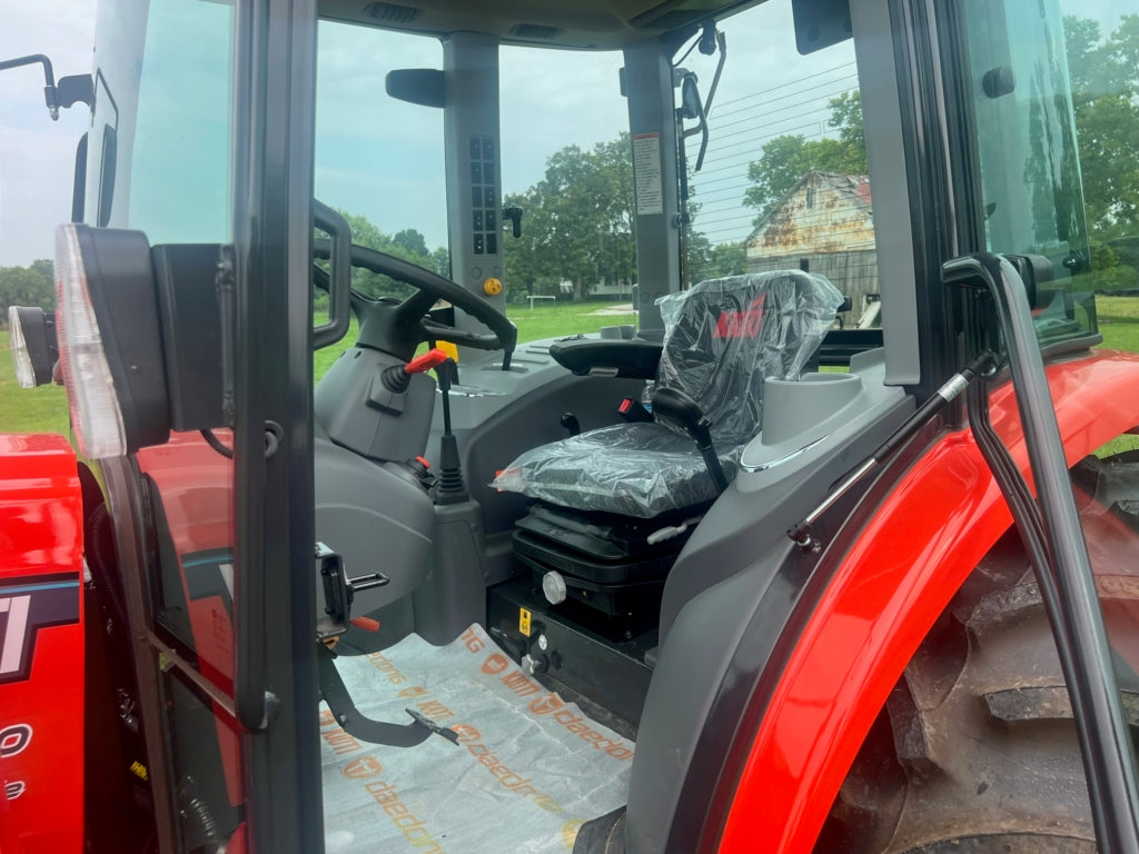 KIOTI Premium Cab Tractor | Model RX7320 PCC | Width 77.2 in (1,960 mm) | 3‑point Cat 2 + rear PTO 540 | Horsepower 73 HP | For Tractor | For turf management, parks, municipalities, estates, sports field