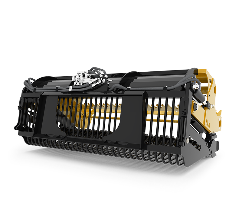 HLA Attachments | Stone Fork with Power Rake | Models SFRL72 To SFRL108 | Widths 72" To 108" | For Skid Loader